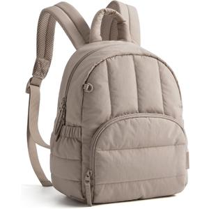 BAGSMART Mini Backpack for Women, Lightweight Puffer Small Backpack Purse, Quilted Casual Travel Daypack, Cute Water-Resistant Bookbag for Daily, Brown