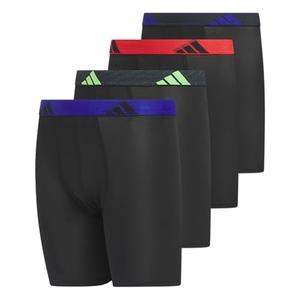 adidas Boys' Youth Microfiber 4-Pack Long Boxer Brief, Black/Signal Green, XL