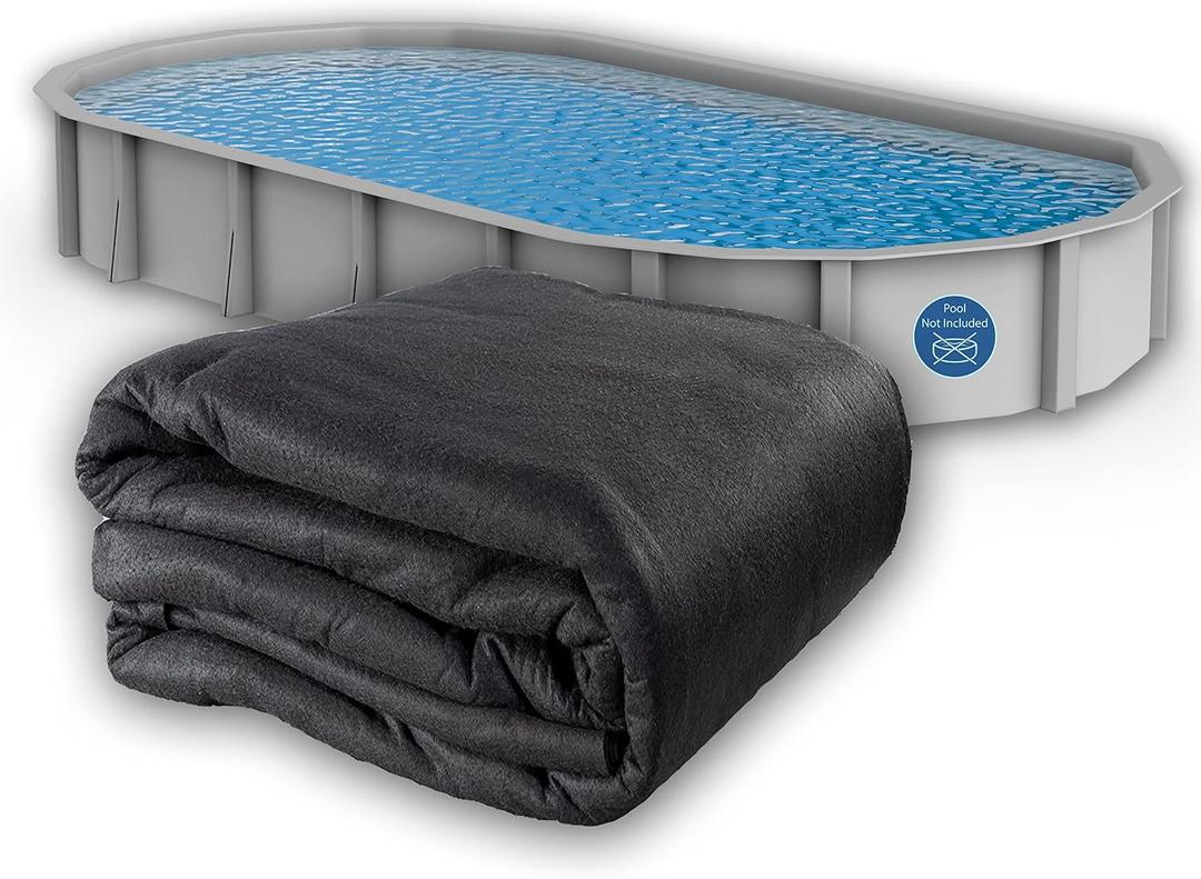 Liner Life LL1632OV Aboveground Pool Liner Pad 16' x 32', Strong Durable Puncture Resistant Floor Mat, Polyester Geotextile Material, 16'x32' Oval, Black