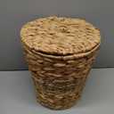 YANGQIHOME 3.8 Gallon Wicker Trash Can with Lid - Water Hyacinth & Seagrass Garbage Can - Handwoven Wicker Waste Basket for Bathroom, Bedroom, Office, Living Room, Laundry Room