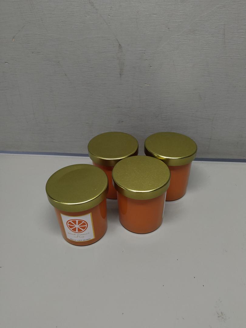 Sprayed Glass Candle W/Metal Lid Orange 4 Pack