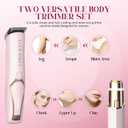 Bikini Trimmer for Women Electric Razor 2 Pack Dual Head Body & Facial Hair Remover -Waterproof USB Rechargeable with Replacement Ceramic Blades, Travel Pouch & Packaging Box(Pink)