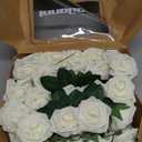 InnoGear Artificial Flowers, 50 Pcs Ivory White Foam Fake Roses Bulk with Stems for Decoration DIY Wedding Bouquets Centerpieces Bridal Shower Party Christmas Tree