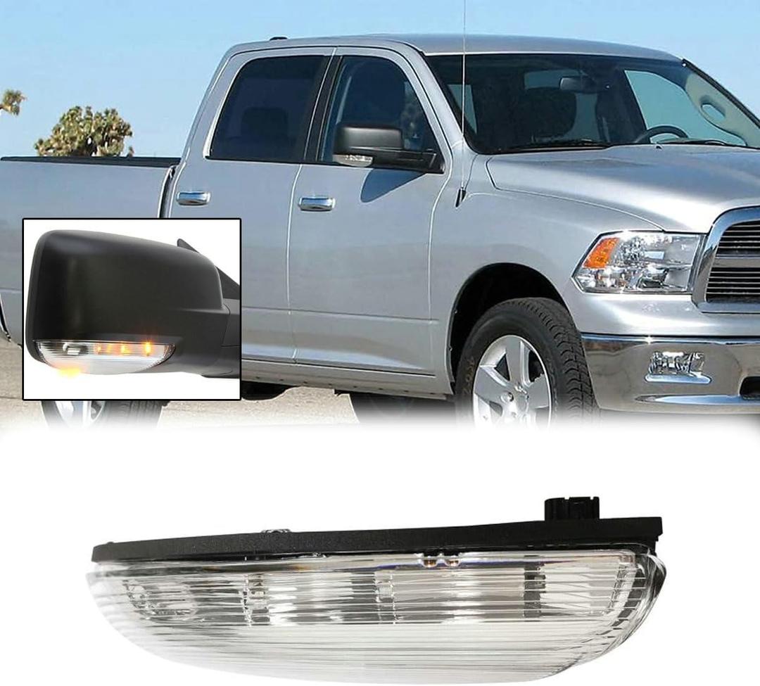 Front Mirror Turn Signal Puddle Light for Dodge Ram 1500 2009-2018,Side Marker LED Light Lamp Assembly for Ram Replace 68064949AA/48AA (Right (Passenger) Side)