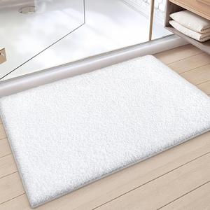 Color&Geometry White Large Bathroom Rugs, Absorbent, Non Slip, Soft, Washable, Quick Dry, 24"x36" Bath Mats for Bathroom, Microfiber Bath Rug Shower Mat, White
