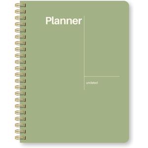 Undated Weekly Planner, 8.5" x 11", Dashboard Layout with Yearly Review, Monthly Calendars, & Weekly To Do List, Spiral Bound Organizer for Work, Study & Life (Green)