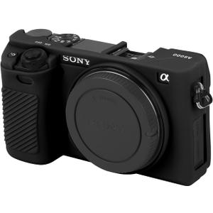 Easy Hood Case for Sony Alpha A6000 ILCE-6000 Digital Camera, Anti-Scratch Soft Silicone Housing Protective Cover Protector Skin (Black with Button Marker)