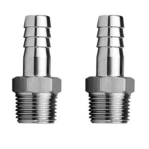 Fitvell Stainless Steel Hose Barb Fitting 3/4" Hose Barb to 1" NPT Male Thread Connector Hex Adapter Air Water Fuel (pack of 2)