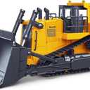 fisca Remote Control Bulldozer RC 1/16 Full Functional Construction Vehicle, 2.4Ghz 11 Channel Dozer Front Loader Toy with Light and Sound for Kids Age 6, 7, 8, 9, 10 and Up Years Old, 14.8 x 7.7 x 6.1 inches