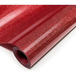Red Glitter HTV Heat Transfer Vinyl, 12" x 8ft lron on Vinyl, for T-Shirt Ironing, Vinyl HTV Easy to Cut and Weed, The Best Choice for DIY Creativity