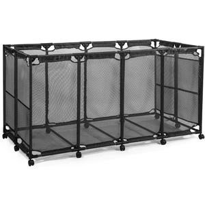 JEFEE Pool Storage Bins Rolling Pool Storage Cart Standard Noodles Holder Organizer Container with Nylon Mesh, for Swimming Pool Floats Storage, Pool Toys Storage,Large 64.57"L*30.51"W*33.46"H Black
