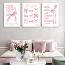 3Pcs Coquette Pink Bow Canvas Wall Art Inspirational Bible Verses Paintings Prints Christian Psalms Scripture Wall Decor Trendy Aesthetic Apartment Posters for living Room Bedroom Pictures Framed
