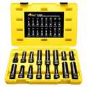 Topec 16-Piece Locking Lug Nut Master Key Set | 5, 6, 7, 12 Spline Socket Set, Star and Internal Hex Style Lug Nut Key Set, CR-MO Steel (Not for Hex, Deep, Large-Size, and 10-Spline)