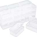 20 Pack Rectangular Clear Plastic Storage Containers Box with Hinged Lid for Beads and Other Small Craft Items (3.35 x 2.17 x 1.38 inch)