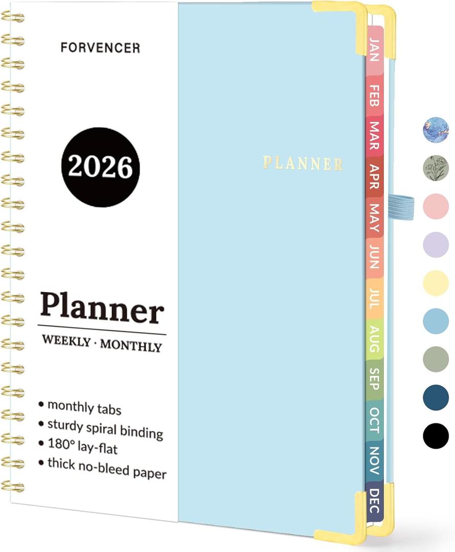 2026 Planner, Forvencer Calendar Planner Weekly and Monthly, Jan 2026-Dec 2026, 8.5" X 11", Hardcover Agenda Book, Daily Journal Organizer with Inner Pocket, Notebook for Office School, A4, Blue