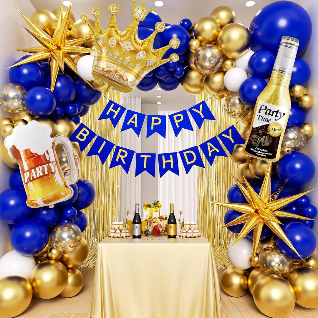 121pcs Royal Blue Gold Birthday Party Decorations with Happy Birthday Banner Foil Balloons for 16th 18th 21st 24th 32th 40th 50th 60th Birthday Decorations for Men 121pcs Royal Blue Gold Birthday Party Decorations with Happy Birthday Banner Foil Balloons for 16th 18th 21st 24th 32th 40th 50th 60th Birthday Decorations for Men