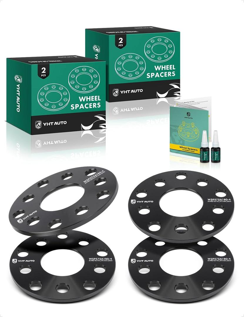 YHTAUTO 5x100mm/5x112mm Wheel Spacers 6mm w/o Bolts Fits Volkswagen Jetta, Passat, Golf, Beetle, Audi A4, A3, 57.1mm Center Bore 5 Lug 4PCS Black