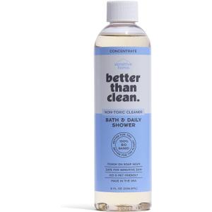 Bath & Daily Natural Shower Cleaner Concentrate - Plant-Based, Fragrance Free Cleaning Products - Hard Water Stain and Soap Scum Remover for Tub & Tile - 8oz Makes 4 Bottles