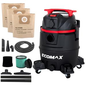 ECOMAX Dust Extractor & Shop Vac 2-in-1, Semi-automatic Filter Clean, HEPA Filter, 19 Gallon 6.5 HP Wet Dry Vacuum, Anti-static Hose, Dust-full indicator, for Woodworking, Workshop and Garage