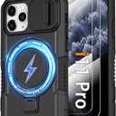 Magnetic Case for iPhone 11 Pro with Ring Stand [Glass Screen Protector] [Compatible with MagSafe] Military Grade Case with Camera Cover, Heavy Duty Shockproof Cover for iPhone 11 Pro 5.8 inch, Black