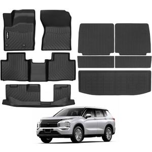 Floor Mats for 2022-2025 Mitsubishi Outlander (Not Fit Sport or PHEV), Trunk Mat and Backrest Mat All Weather TPE Protector for Mitsubishi Outlander Accessories
