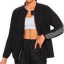 LAZAWG Women Sauna Suit Sweat Shirt Long Sleeve Sweat Jackets for Fitness Gym Running Exercise Slimming (Small, Black-5088)