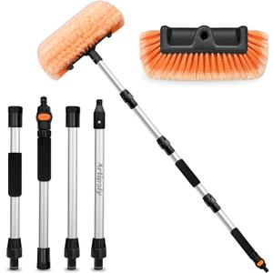 72" Car Wash Brush with Long Handle, Flow-Thru Soft Bristle Car Washing Brush with Extendable Handle and Hose Attachment and On/Off Switch for Car, RV, SUV, Truck, Boat, House Siding (70", Orange) 72" Car Wash Brush with Long Handle, Flow-Thru Soft Bristle Car Washing Brush with Extendable Handle and Hose Attachment and On/Off Switch for Car, RV, SUV, Truck, Boat, House Siding (70", Orange)