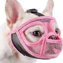 Mayerzon Short Snout Dog Muzzle for French Bulldog with Full Pant Design to Prevent Eating Biting, Soft Mesh Dog Muzzle for Shih Tzu Pug English Bulldog for Grooming Walking, Allow to Drink and Feed (M [Head Cir: 18"-20.5"], Pink)