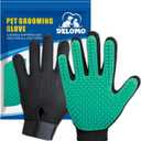 DELOMO Pet Hair Remover Gloves, 255 Tips, Deshedding Glove for Dog and Cat, Gentle De-Shedding Glove Brush, Green, 2 Count