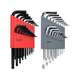 36-Piece Hex Key Allen Wrench Set with Ball End - SAE/Metric Sizes and 2 Storage Cases (Black)