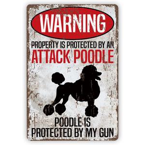 Vintage Metal Tin Signs, Funny Metal Beware of Dog Signs, Beware of Poodle Sign, Gift for Poodle Lovers, Courtyard Porch Decor, Funny Yard Sign, Aluminum Pet Decor, 11.8 * 7.9Inch, 7.8*11.8 inches