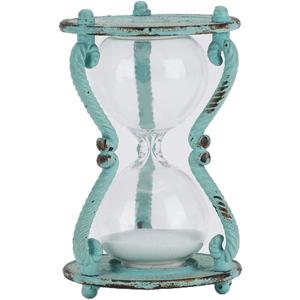 SOFFEE DESIGN Rustic 6-Minute Hourglass Sand Timer, Vintage Distressed Sand Clock, Rustic Sand Watch with White Sand, Antique Sandglass for Home, Kitchen, Office Decor, Turquoise