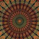 Bless International Handmade Indian hippie Bohemian Psychedelic Peacock Mandala Wall hanging College Dorm Beach Throws Table Cloth Bedding Tapestry (Golden Green, Medium(54x60Inches)(137x152cms))