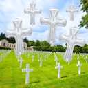 6 Pcs 34 Inch Cross Balloon Jumbo Baptism Large Memorial Balloons Communion Christening Religious Foil Party Balloon for Xmas Home Outdoor Decorations(Silver)