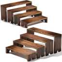 2 Set wood tone Wooden Tiered Display Stands 4 Tier Stackable Pine Wood Display Risers, Suitable for Vendor Events, Cupcake Stands, cake stand Wooden Dessert Table Sets, Vendor Booth Displays,Cosmetic & pantry organizers and storage can organizer, Kitchen Spice Storage, Outdoor Party Food Displays display stands12-11.2-10.4-9.6IN