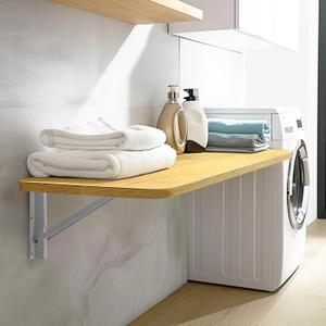Laundry Folding Table, 32'' x 16'' Wooden Wall Mount Desk, Laundry Table for Folding Clothes, Oak Color, 32'' Length