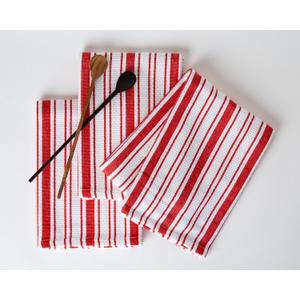Kitchen Towels Set – Pack of 3 (20’’ x 30’’) Extra Large Premium Cotton Dish Towels for Kitchen – Basket Weave Towels – Absorbent – 100% Cotton – with Hanging Loop – Red
