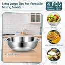 Nuogo 4 Pcs Stainless Steel Mixing Bowls Metal Mixing Bowls Extra Large Basin Salad Basin Deeper Edge Dishwasher Safe Mirror Finish for Home and Commercial, Silver (18 Inch 16 Qt)