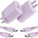 Type C Charger, 2 Pack 25W PD USB C Wall Charger Super Fast Charging Block & 6ft Android Phone Charger Cable for Samsung Galaxy S23 S22 S21 S20 Plus Ultra, Note 20 10 9 8/ S10 S9 S8 Pixel 6 5 4 Pro XL (Purple)