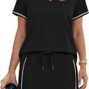 Sampeel 2 Piece Sets for Women Skirt Sets Summer Outfits Womens Clothing Set Travel Workout Skort Sets (Black, XL)