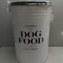 Harry Barker Bon Chien Dog Food Storage Canister Large 11 gallon, Airtight Stainless Steel Pet Food Container, Stylish Kitchen Counter Dog Kibble Storage with Easy-Open Lid - White