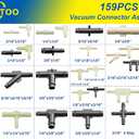 32 Size Automotive Vacuum Tubing Connector Vacuum Tee Connector Assortment Kit 1/8" 3/16" 1/4" 5/16" 3/8"