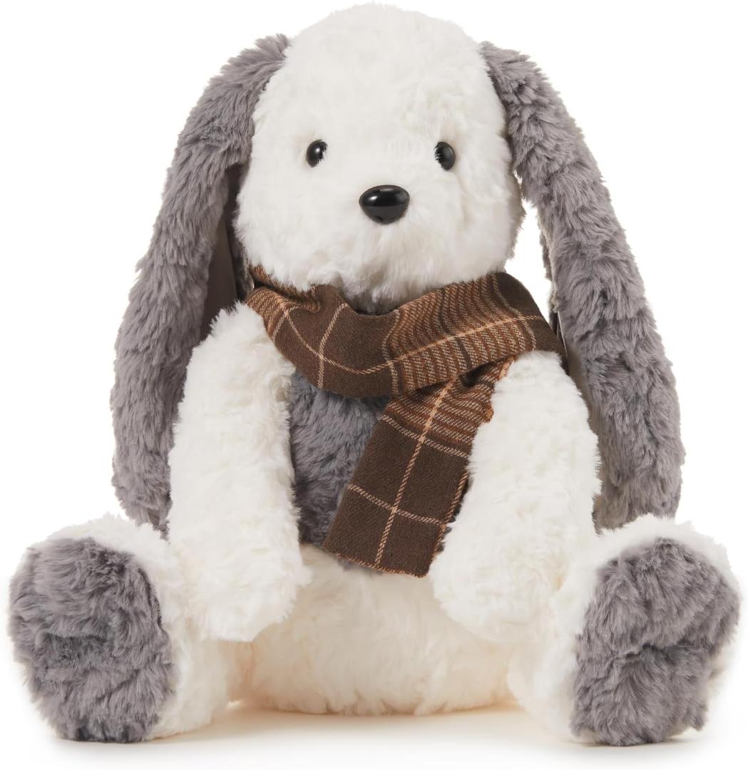 MINISO 10.5" Bunny Rabbit Stuffed Animal with Scarf Set Ultra-Soft Cuddle Cartoon Stuffed Plush Toy for Kids Boys Girls