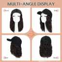 Benehair Hat Wig Extensions, Baseball Cap with Synthetic Hair Attached, Adjustable Wig Hairpieces for Women Daily Outdoor, 8 Inch Short Wavy Bob Dark Brown Hair with Black Cap