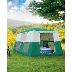 14.1'x6.5'x9' Inflatable Tents for Camping, Portable 6/8/10 Person Blow Up Air Tent, Waterproof Windproof Easy Setup Large Family Tent with 2 Doors, 6 Windows, Mosquito Screen