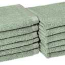 Amazon Basics Cotton Washcloths, Quick-Dry, 12" x 12", 12-Pack, Seafoam Green