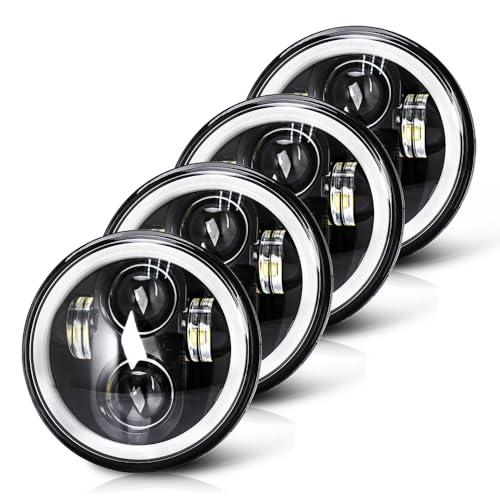 4pcs 5 3/4" 5.75 LED Headlights with High Low Beam Amber turn signal White DRL, 5 3/4 led headlight Halo Ring