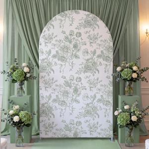 Tegeme Floral Arch Cover 7.2ft Sage Green Stretchy Backdrop Cover for Wedding Birthday Tea Party Bridal Showers, Baby Showers Ceremony Banquet Decor, Sage Green, 7.2ft