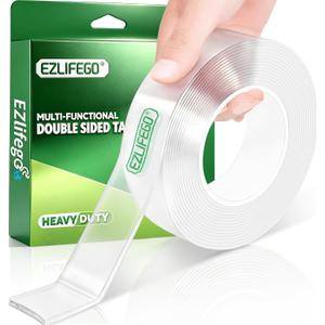 EZlifego Double Sided Tape Heavy Duty, Nano Double Sided Adhesive Tape, Clear Mounting Tape Picture Hanging Adhesive Strips (9.85FT)