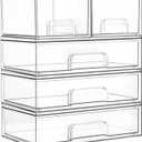 Vtopmart Stackable Storage Drawers Set of 5, Clear Plastic Organizer Bins for Bathroom Supplies,Ideal for Cabinet,Pantry,Laundry Room Organization (2 Small+3 Wide)